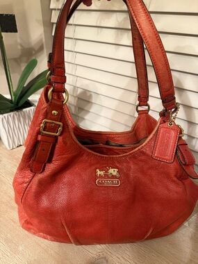 Vintage Coach Madison Red Leather Shoulder Bag Y2K Slouchy Hobo Gold Hardware